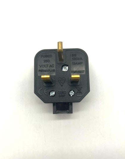 Load image into Gallery viewer, 3 pin plug top black rewireable