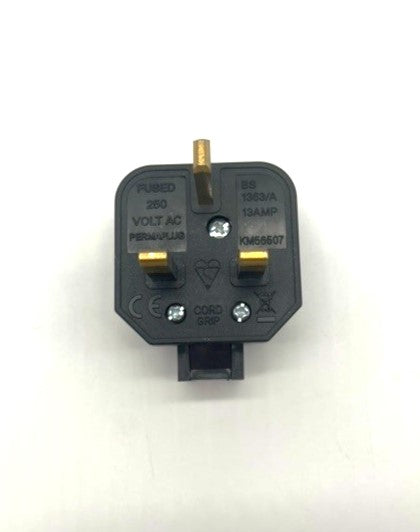 3 pin plug top black rewireable