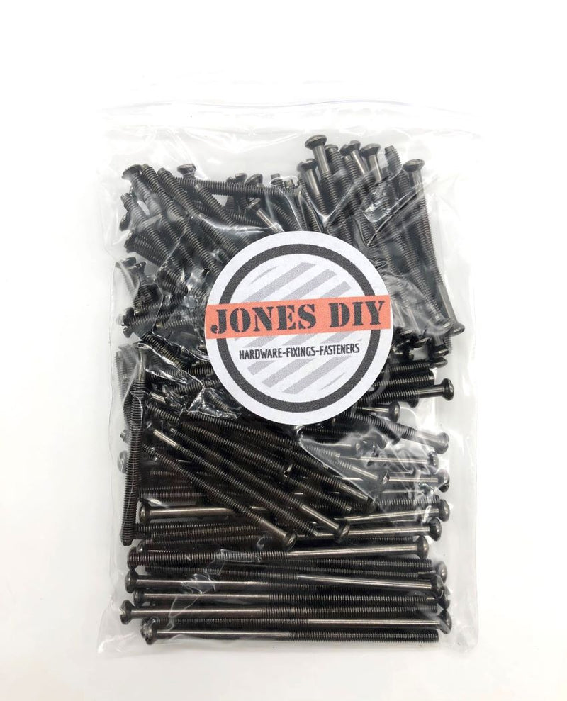 Load image into Gallery viewer, black nickel m3.5 electrical socket screw large assortment pack includes 40mm, 50mm and extra long 75mm switch screws