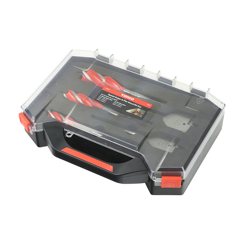 Load image into Gallery viewer, Flat wood drill bits and speed augers laid out – compatible with impact drivers
