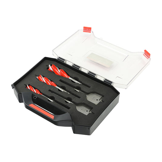 Compact wood bit set for carpentry and DIY – available from Jones DIY, Rotherham