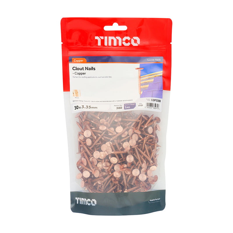 Load image into Gallery viewer, Clout Nails - Copper - 30mm x 3.35mm