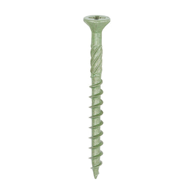 Single professional green coated deck screw for decking, fencing and woodwork outdoors 4.5mm x 50mm