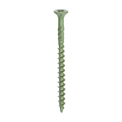 Single professional green coated deck screw for decking, fencing and woodwork outdoors 4.5mm x 60mm