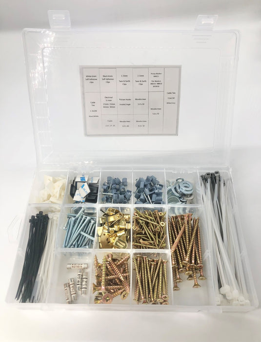 cable ties self adhesive clips cable clips washers long zip ties woodscrews short and long toolbox assortment kit ideal present for dad