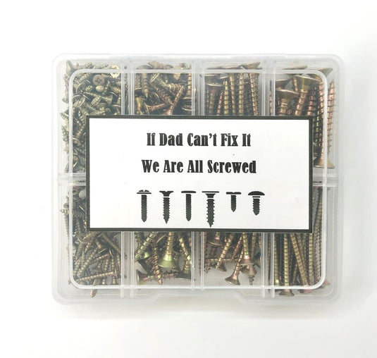 wood screw assortment set boxed if dad cant fix it we are all screwed fathers day tool kit idea closed pack