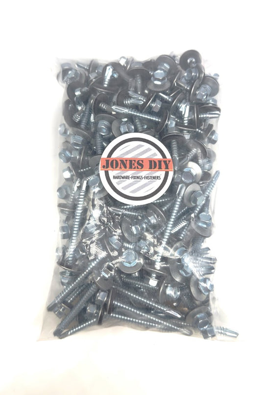 assortment set of roofing and cladding self drilling tek screws, supplied in  see through package with jones diy branding