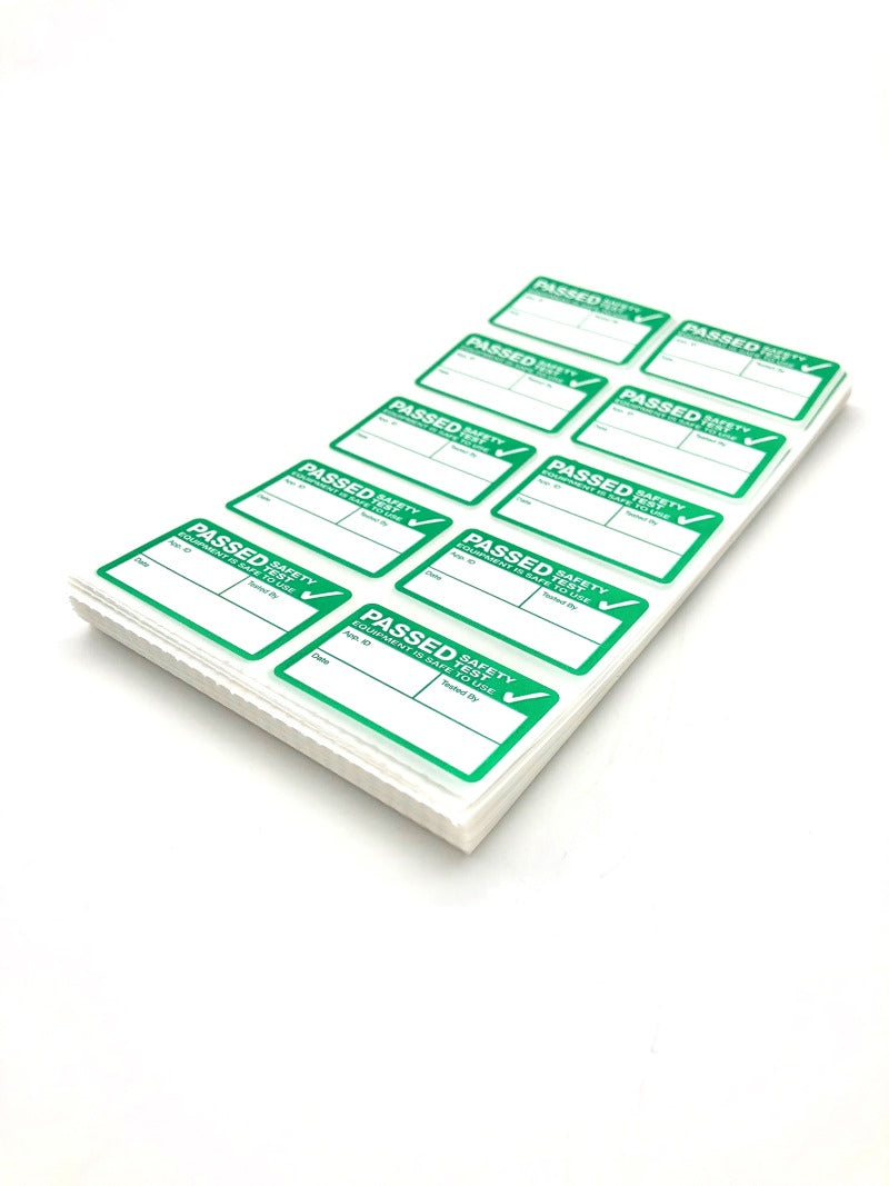 Load image into Gallery viewer, pat test label pack of green pass labels for use on electrical appliances