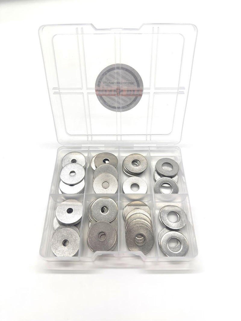 Load image into Gallery viewer, penny washer assorted set in plastic container box with 8 compartments