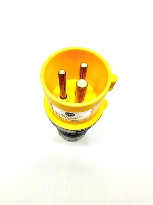Yellow 110v industrial connector plug