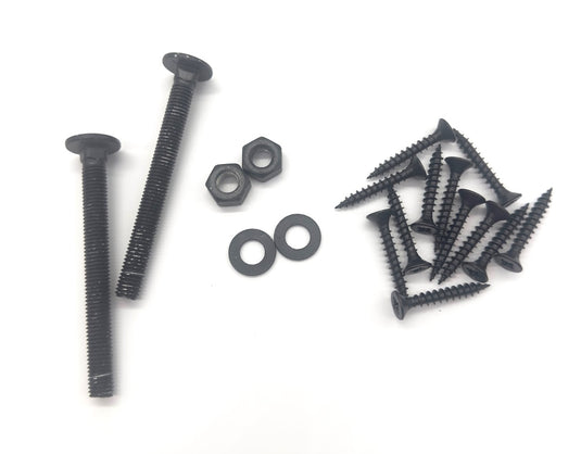 hook and band heavy duty fixings black screws, coach bolts, nuts and washers