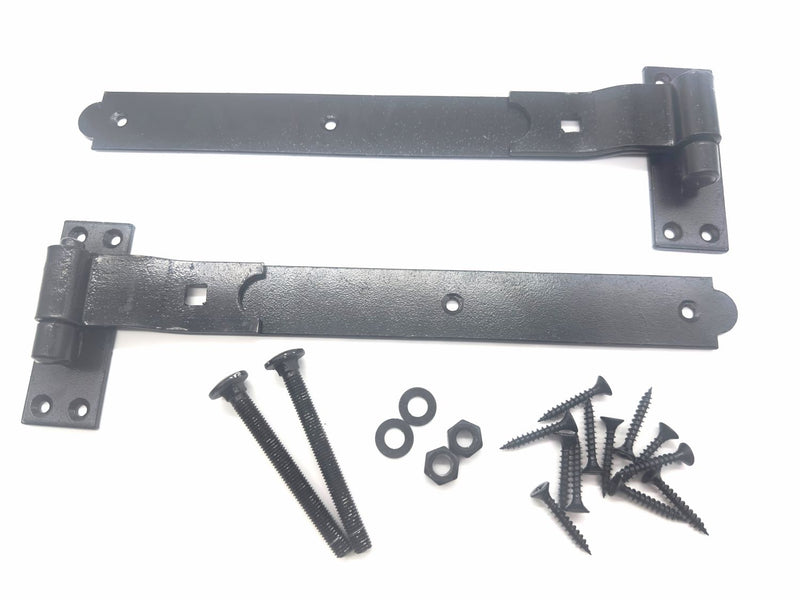 Load image into Gallery viewer, heavy duty black hook and band hinges with fixing kit