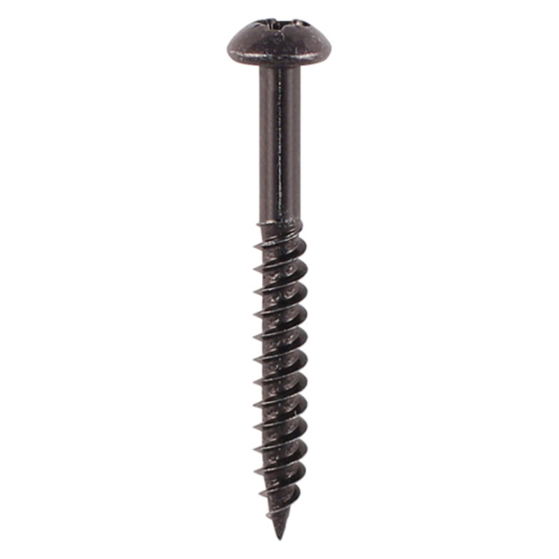 Load image into Gallery viewer, Blackjax black screw for wood round head pan head pozi drive woodscrew 10G 9.18mm x 1.25"