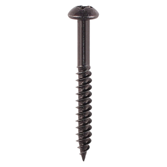 Blackjax black screw for wood round head pan head pozi drive woodscrew 10G 9.18mm x 1.25