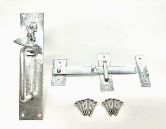 heavy duty galvanised suffolk gate latch kit latch catch and silver screw fixings