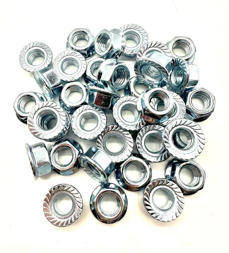 Load image into Gallery viewer, m10 flange nut serrated steel silver