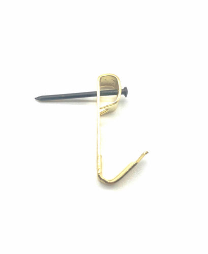 single picture hanging brass hook with hardened nail 