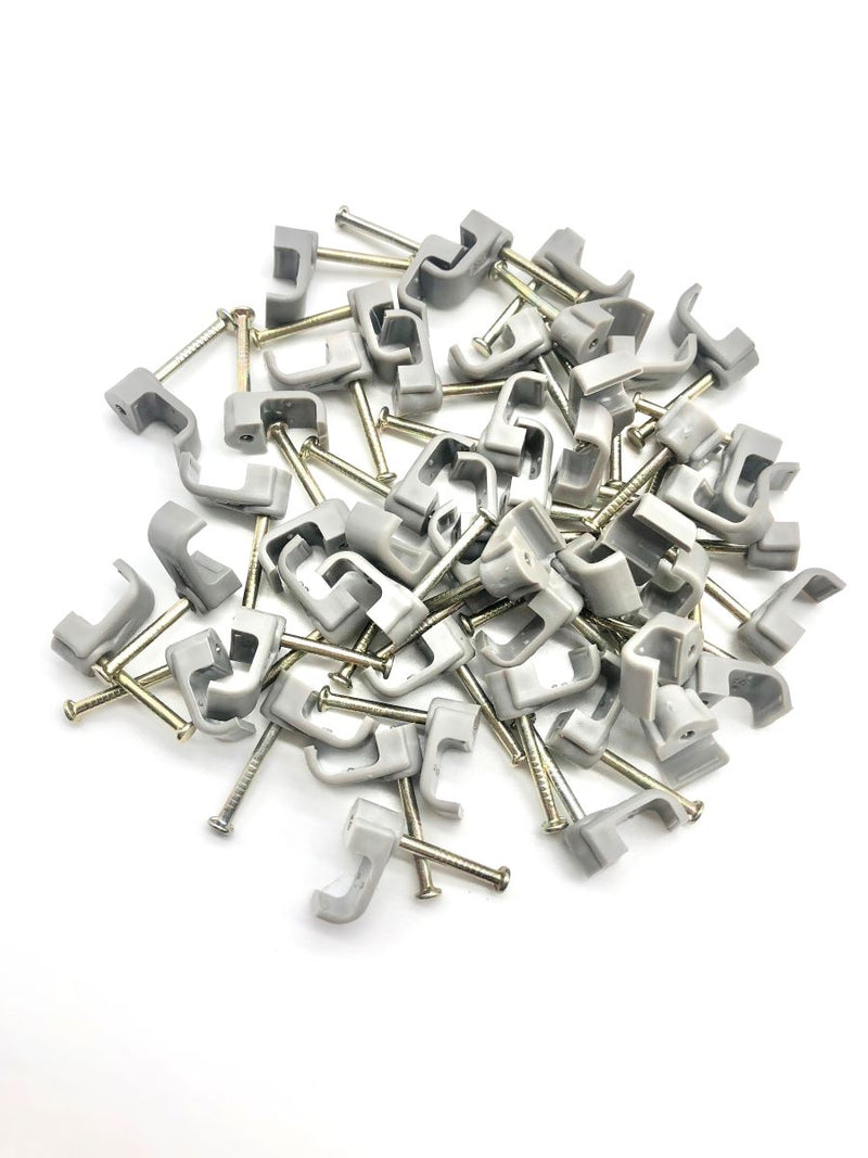 Load image into Gallery viewer, 1.5mm cable clips for twin and earth cable flat grey bundle