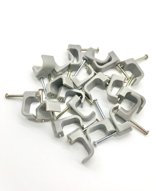 6mm cable clips for twin and earth cable flat grey bundle