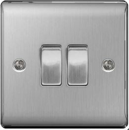 BG Nexus Light Switch 2G 2W Brushed Steel - NBS42