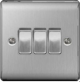 BG Nexus Light Switch 3G 2W Brushed Steel - NBS43