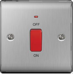 BG Nexus Cooker Switch 45A DP Brushed Steel - NBS74