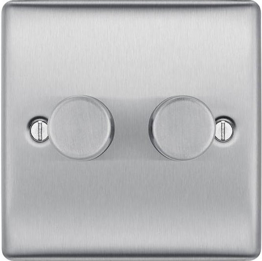 BG Nexus Dimmer Switch 2G 2W Brushed Steel 400W - NBS82
