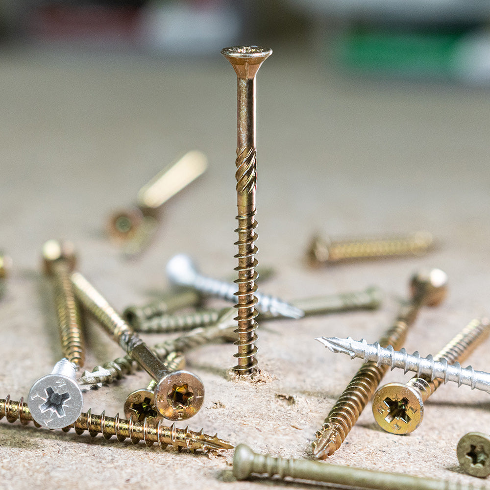 Close-up of 6.0mm C2 Strong-Fix screw with twin-cut tip and deep thread