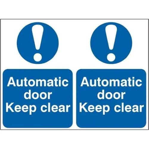 Automatic door Keep clear Sign PVC Peel and Stick 200mm x 300mm