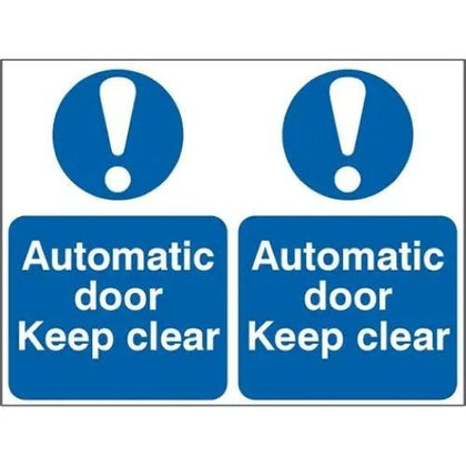 Automatic door Keep clear Sign PVC Peel and Stick 200mm x 300mm