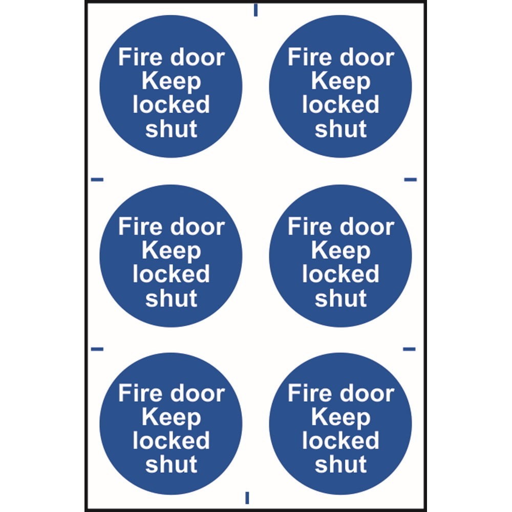 Fire door Keep locked shut- Sign PVC Peel and Stick 200mm x 300mm
