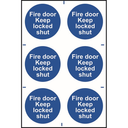 Fire door Keep locked shut- Sign PVC Peel and Stick 200mm x 300mm