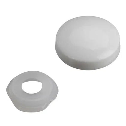White Two-Piece Dome Screw Snap On Caps Covers Plastic 3-4.5mm PK100