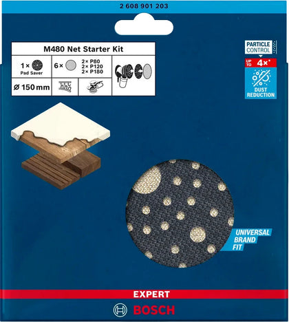 BOSCH EXPERT M480 Net Starter Kit Orbital Sanding Sheets 7x Pieces 150mm