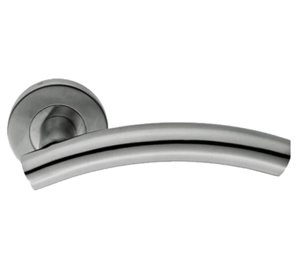 Eurospec Curved Lever Concealed Fix Rose Satin CSL1193SSS 1 Pair