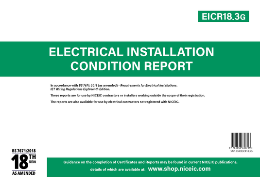 Electrical Installation Condition Report Book (EICR Book) 18.3