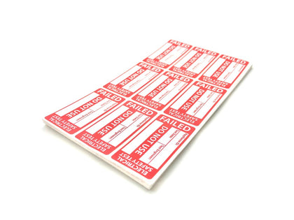 pat test label pack of failed labels for use on electrical appliances