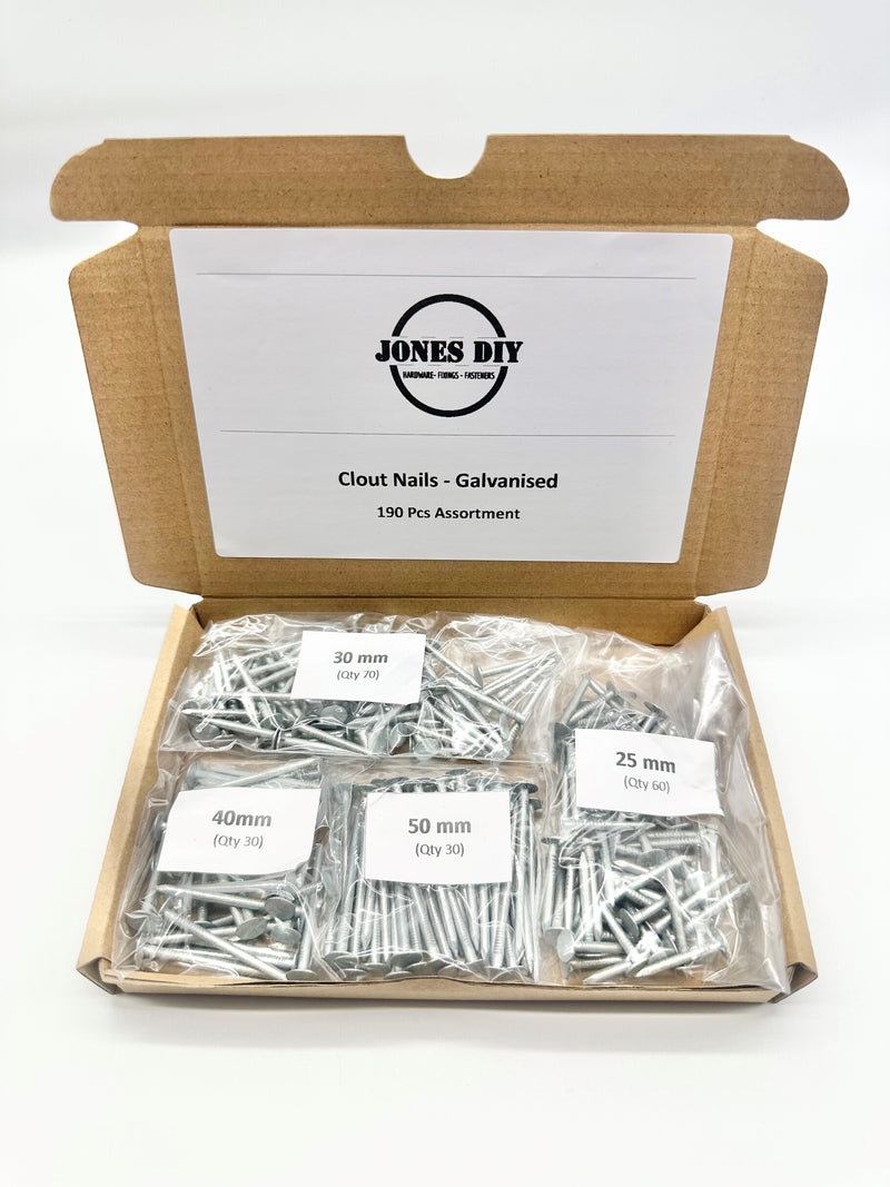 outdoor strong clout nails galvanised assorted set