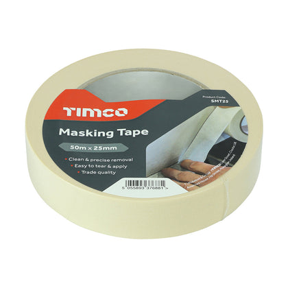 TIMCO SMT25 Masking Tape Cream 50m x 25mm