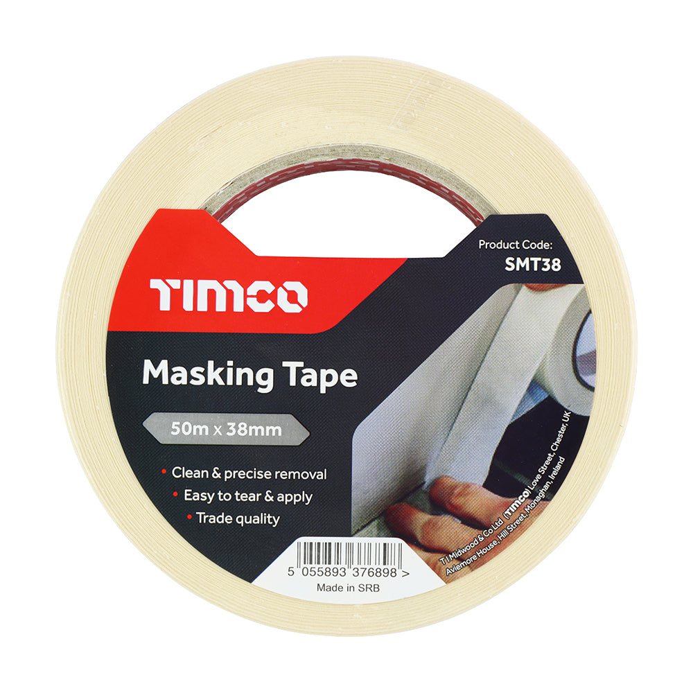 TIMCO SMT38 Masking Tape Cream 50m x 38mm