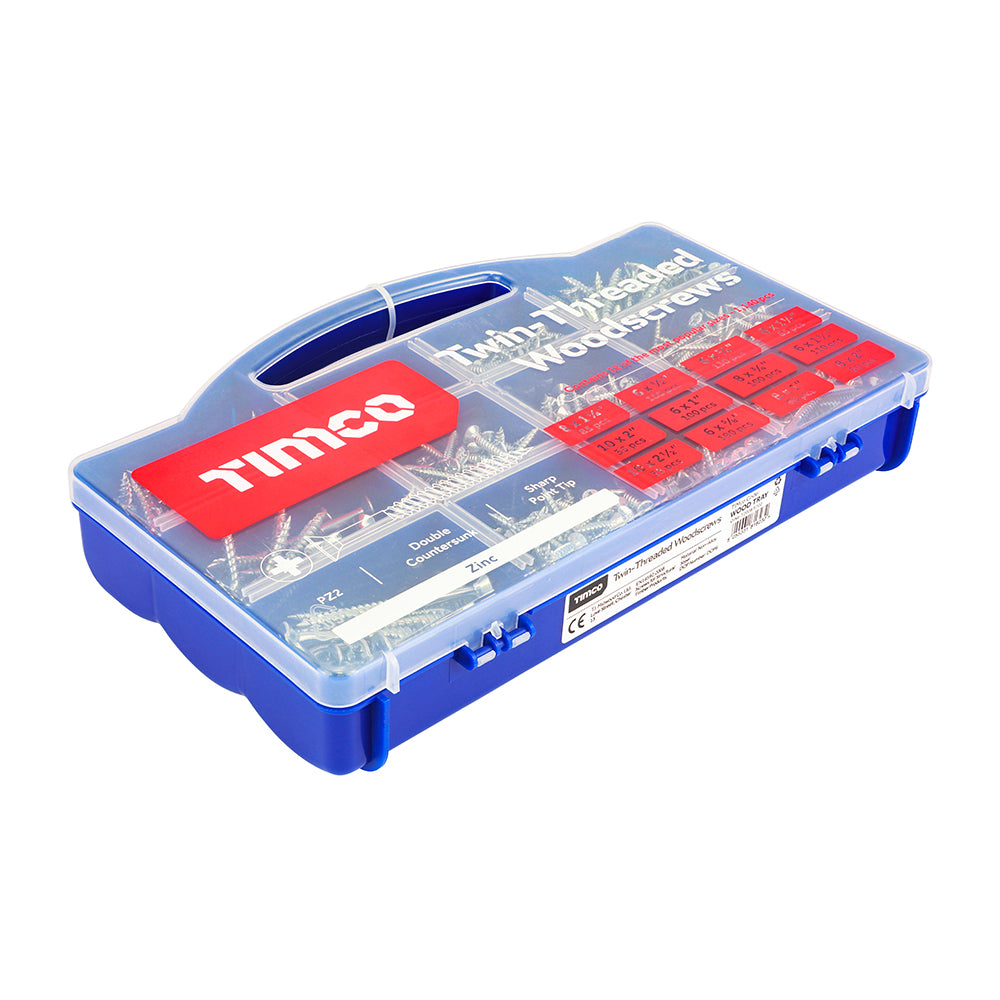 Twin Woodscrew Mixed Tray Zinc - 1,140pcs - Pack of 1140