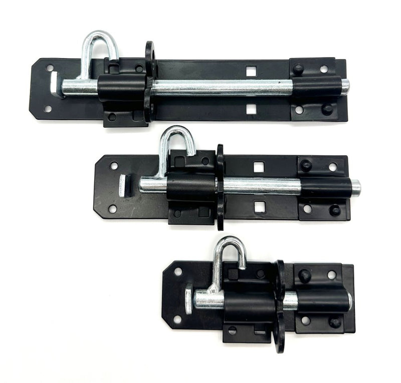 garden gate slide bolt black 4" 6" 8" 