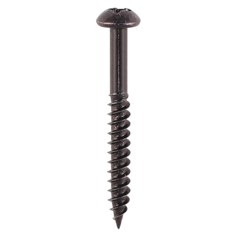 Load image into Gallery viewer, Blackjax black screw for wood round head pan head pozi drive woodscrew 8G 8mm x 1.25&quot;
