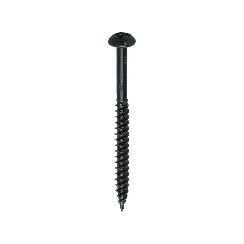 Load image into Gallery viewer, Blackjax black screw for wood round head pan head pozi drive woodscrew 8G 8mm x 2&quot;
