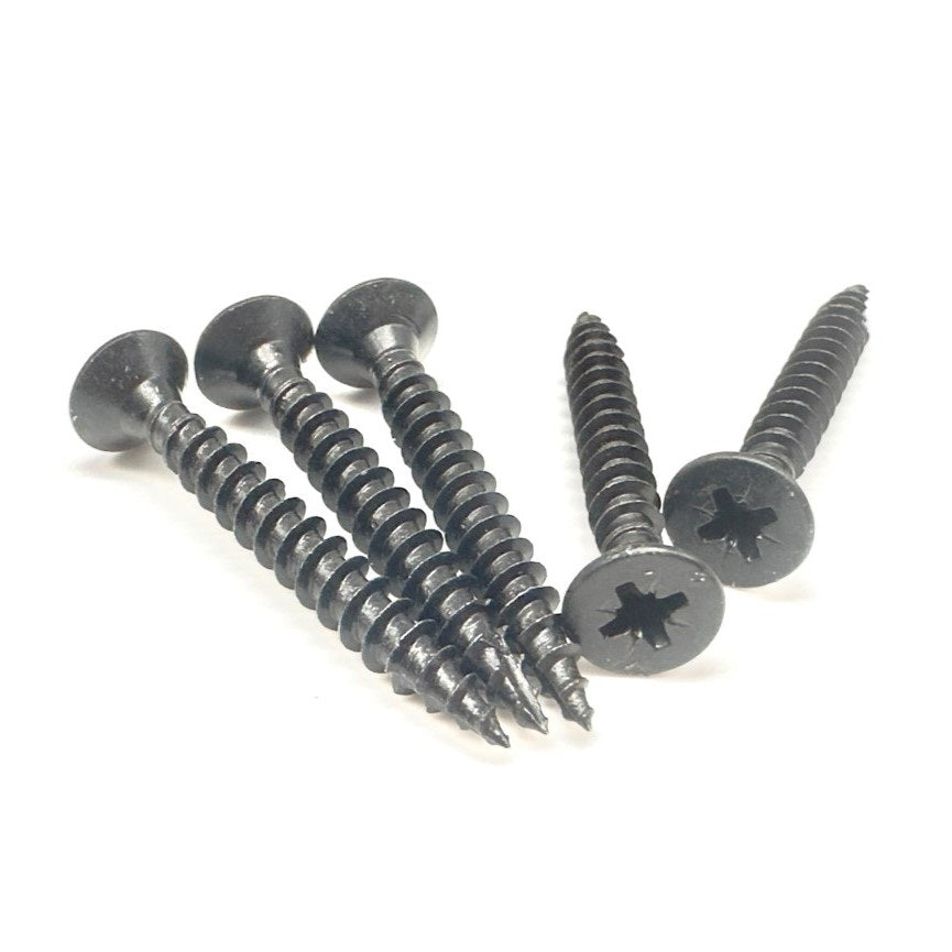 Black countersunk woodscrews