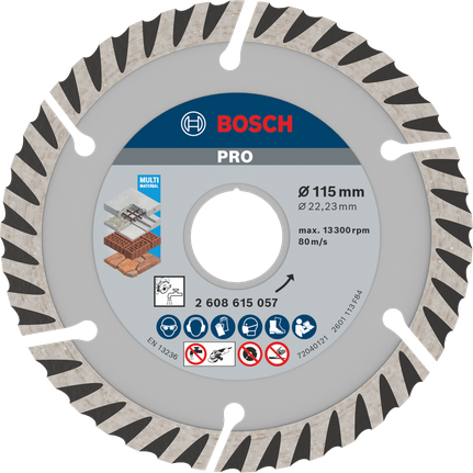 Bosch 2608615057 PRO Multi Material Diamond Cutting Disc 115mm x 22.23mm