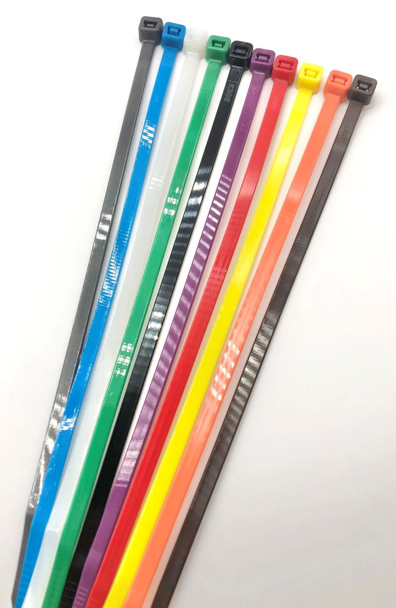 Load image into Gallery viewer, coloured cable ties long zip ties brown blue white green black purple red yellow orange brown
