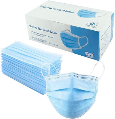 Disposable 3-Ply Face Masks Pack 50
