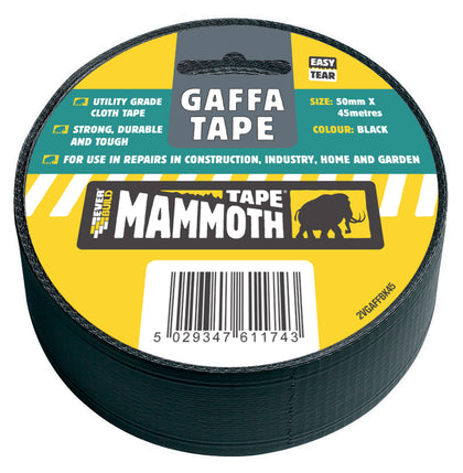 Everbuild Mammoth Gaffa Tape Black 50mm x 45m