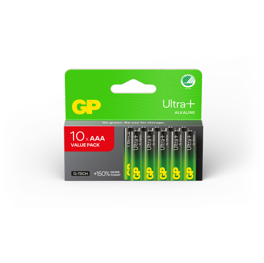 GP Ultra Plus G-Tech AAA alkaline batteries - pack of 10